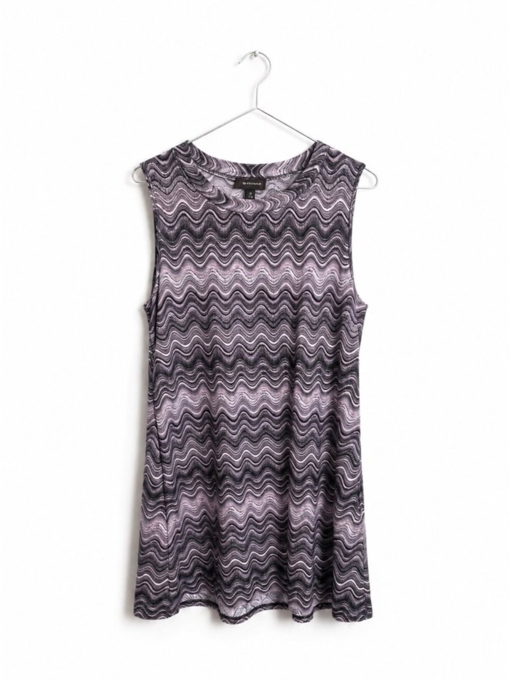 AB Studio Gray & Black Wavy Pattern Tunic Top – Size L